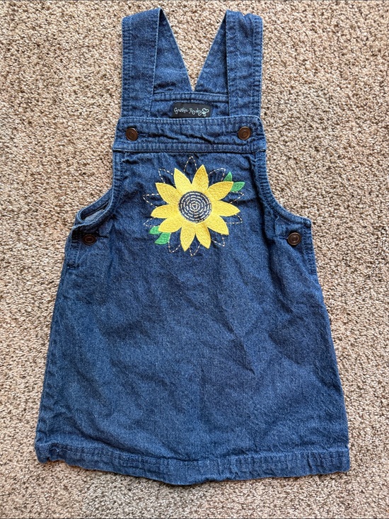 Cynthia Rowley Other - Sunflower Appliqué Denim Pinafore Dress - Girls - (Brand: Genuine Kids)